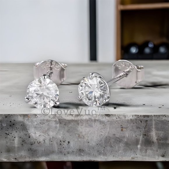 Certified 1ct. t.w. Diamond Three-prong Brilliant Cut Stud Earrings - Picture 6 of 16